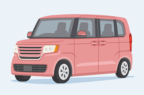 ピンク色の軽自動車のイラスト