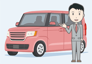 ピンク色の軽自動車のイラスト